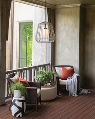 Arlen Hanging Pendant Light by Hinkley Lighting - Coastal All-Weather Rattan Shade, UL Wet Rated