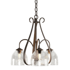 Hubbardton Forge Sweeping Taper 3 Arm Chandelier - Hand-Forged Steel, Dimmable, 17.5" Height