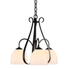 Hubbardton Forge Sweeping Taper 3 Arm Chandelier - Hand-Forged Steel, Dimmable, 17.5" Height