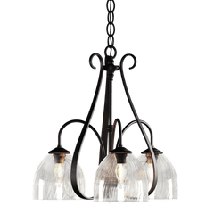 Hubbardton Forge Sweeping Taper 3 Arm Chandelier - Hand-Forged Steel, Dimmable, 17.5" Height