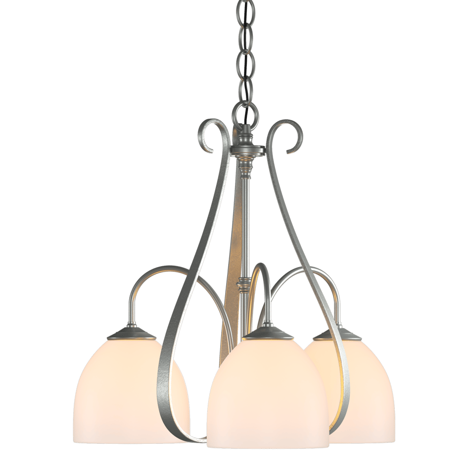 Hubbardton Forge Sweeping Taper 3 Arm Chandelier - Hand-Forged Steel, Dimmable, 17.5" Height