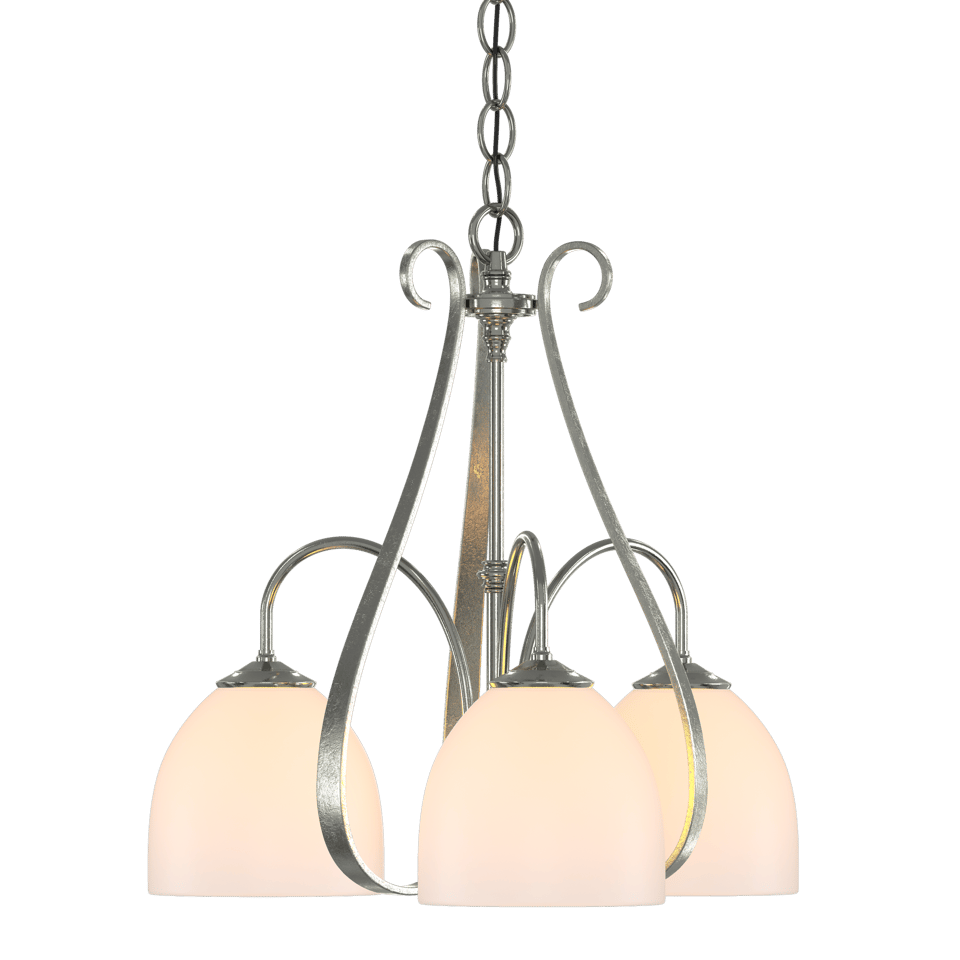 Hubbardton Forge Sweeping Taper 3 Arm Chandelier - Hand-Forged Steel, Dimmable, 17.5" Height