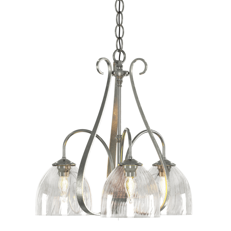 Hubbardton Forge Sweeping Taper 3 Arm Chandelier - Hand-Forged Steel, Dimmable, 17.5" Height