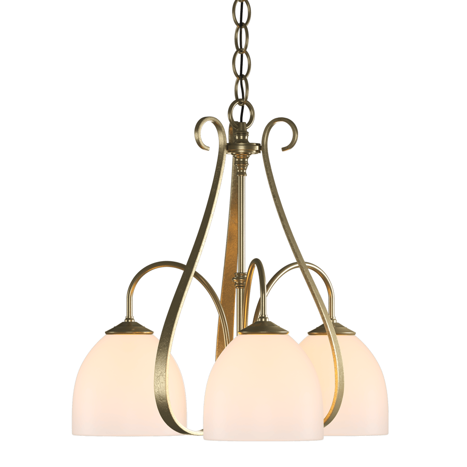 Hubbardton Forge Sweeping Taper 3 Arm Chandelier - Hand-Forged Steel, Dimmable, 17.5" Height