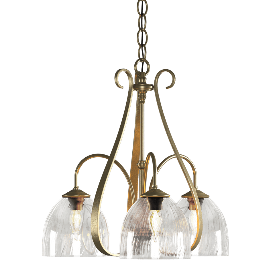 Hubbardton Forge Sweeping Taper 3 Arm Chandelier - Hand-Forged Steel, Dimmable, 17.5" Height