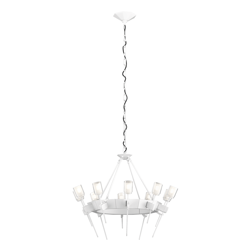 Echo 10-Light Circular Chandelier by Hubbardton Forge, Dimmable, UL Damp Rated, Modern Sculptural Design