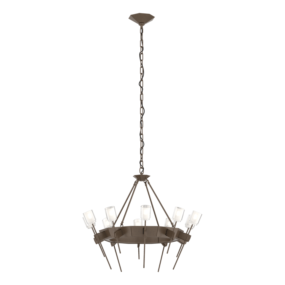 Echo 10-Light Circular Chandelier by Hubbardton Forge, Dimmable, UL Damp Rated, Modern Sculptural Design