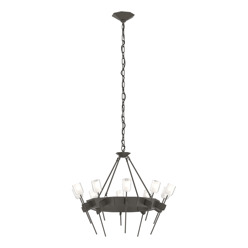 Echo 10-Light Circular Chandelier by Hubbardton Forge, Dimmable, UL Damp Rated, Modern Sculptural Design