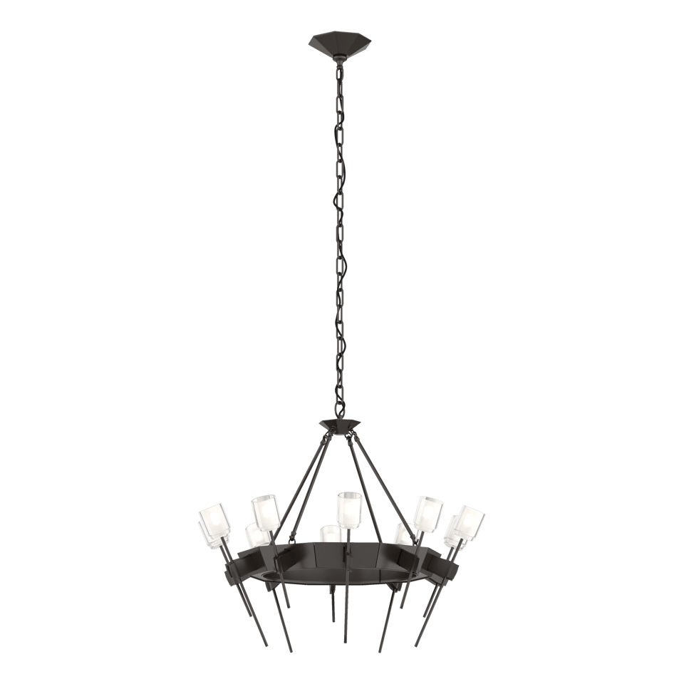 Echo 10-Light Circular Chandelier by Hubbardton Forge, Dimmable, UL Damp Rated, Modern Sculptural Design