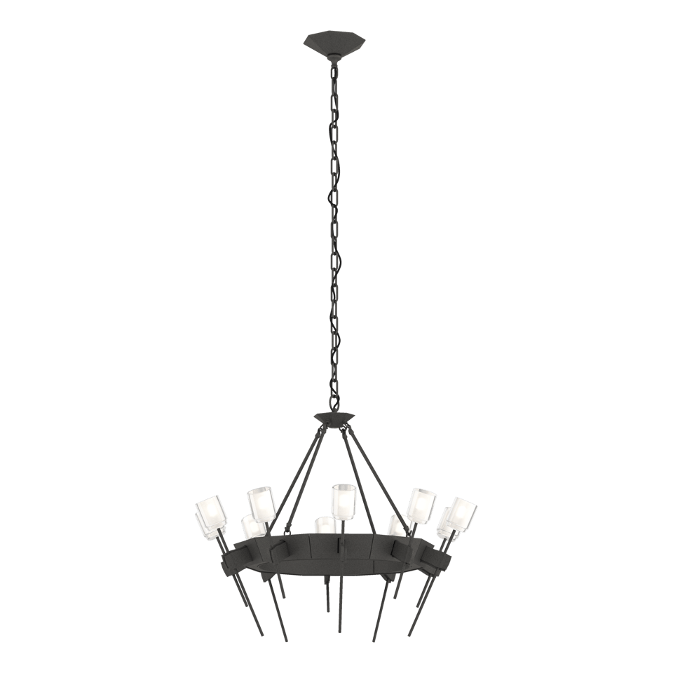 Echo 10-Light Circular Chandelier by Hubbardton Forge, Dimmable, UL Damp Rated, Modern Sculptural Design