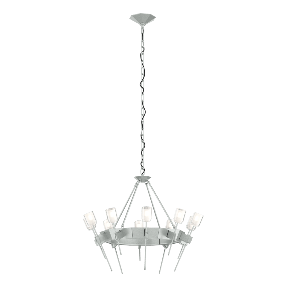 Echo 10-Light Circular Chandelier by Hubbardton Forge, Dimmable, UL Damp Rated, Modern Sculptural Design