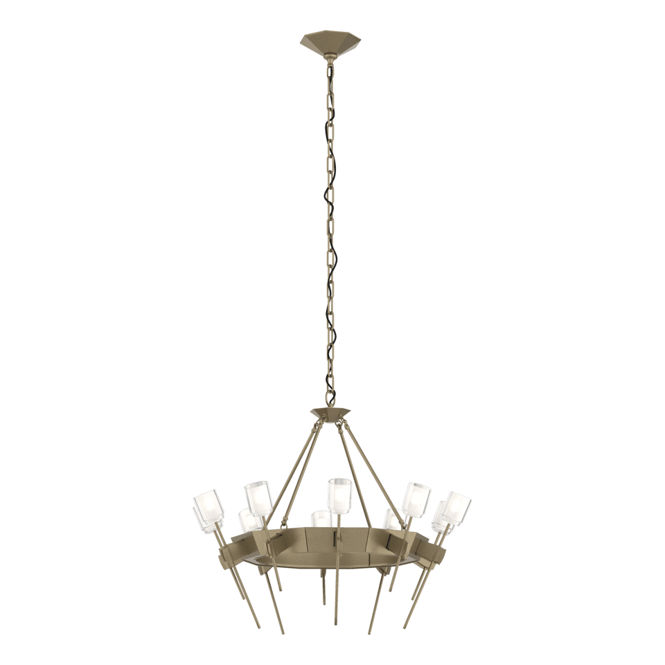 Echo 10-Light Circular Chandelier by Hubbardton Forge, Dimmable, UL Damp Rated, Modern Sculptural Design