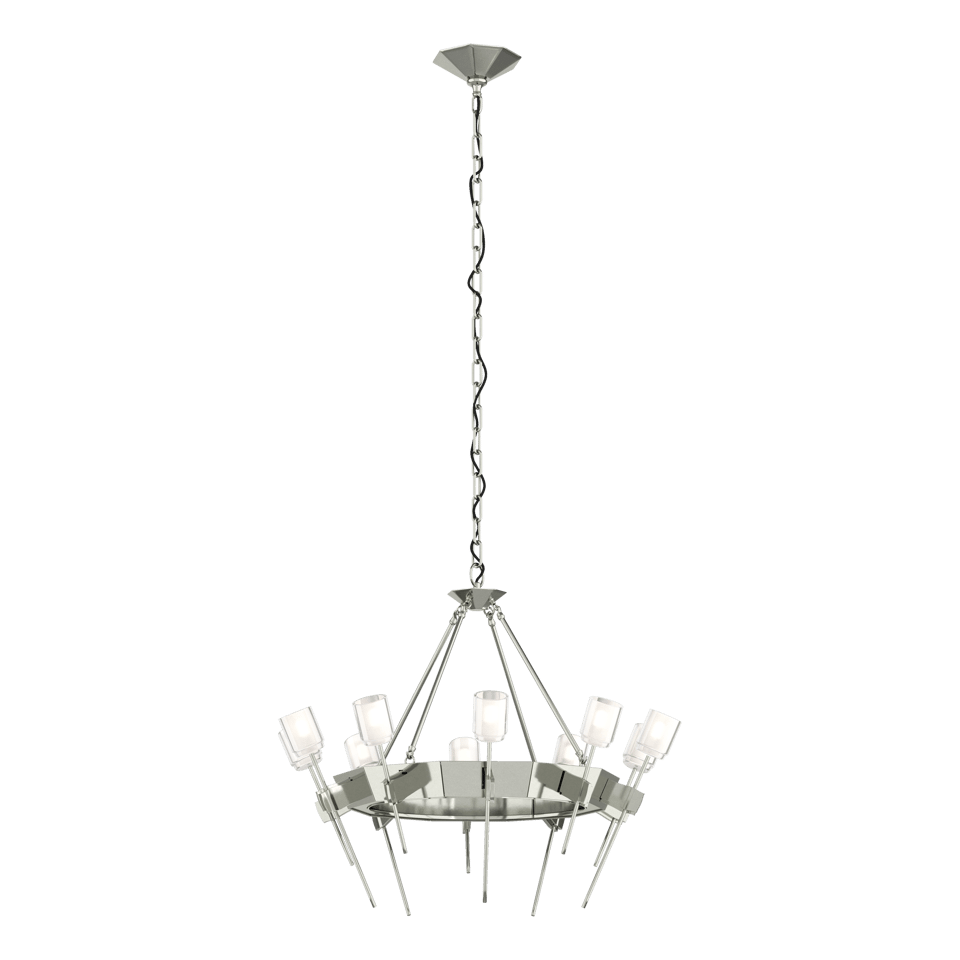 Echo 10-Light Circular Chandelier by Hubbardton Forge, Dimmable, UL Damp Rated, Modern Sculptural Design