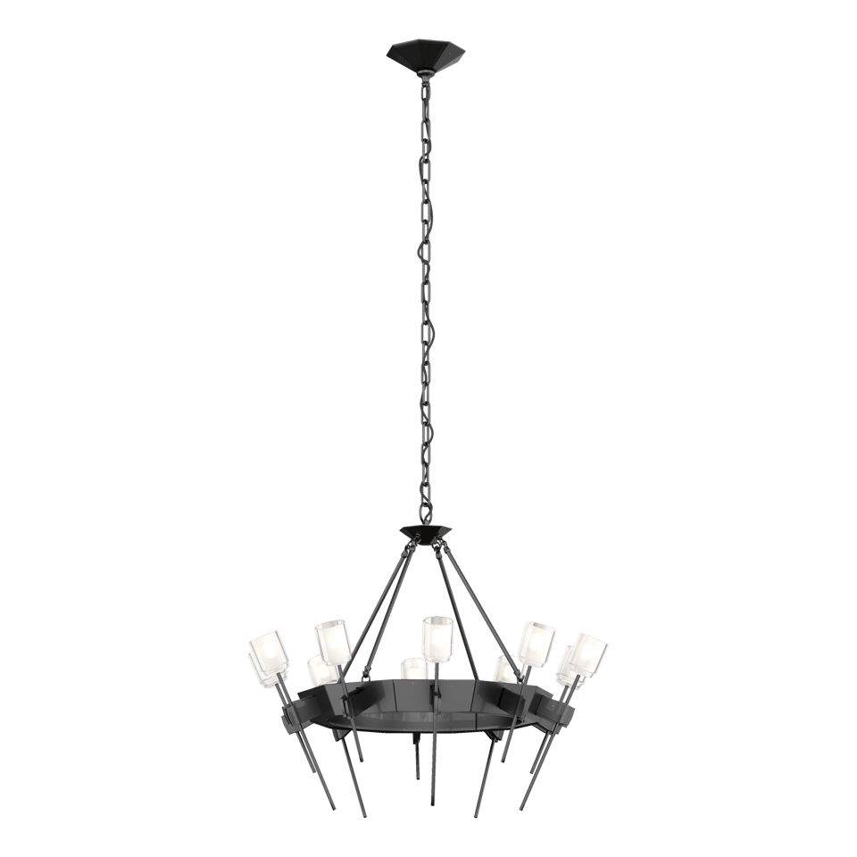 Echo 10-Light Circular Chandelier by Hubbardton Forge, Dimmable, UL Damp Rated, Modern Sculptural Design