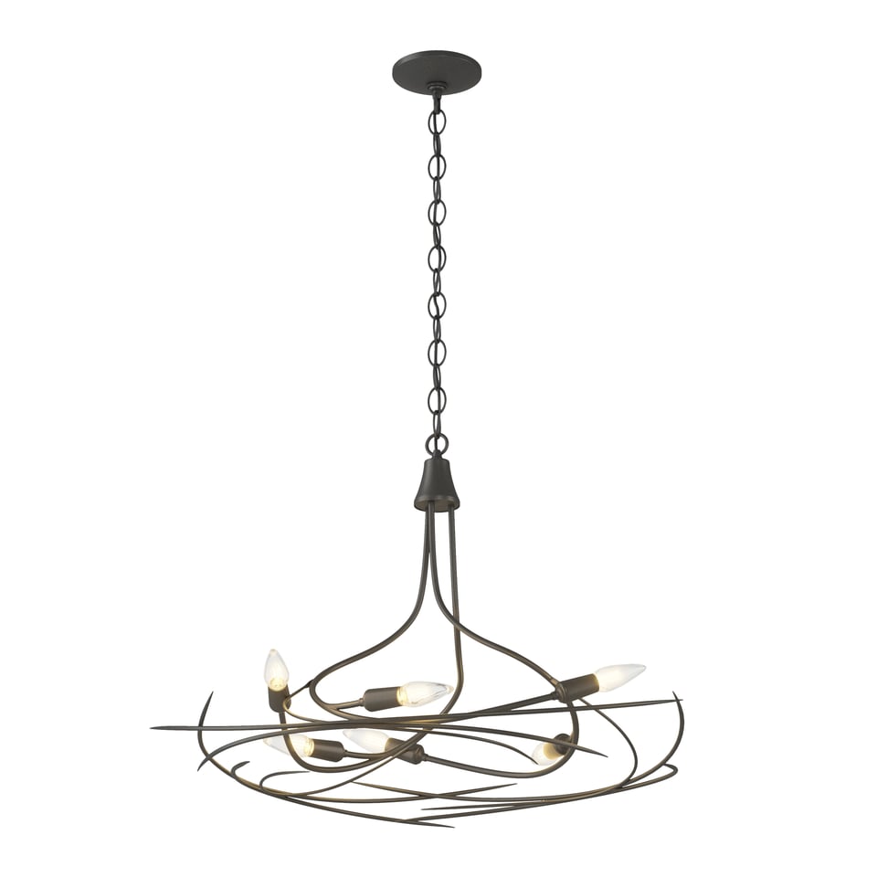 Hubbardton Forge Wisp 6-Light Chandelier - Modern Steel Design with Dimmable Feature and Multiple Finishes