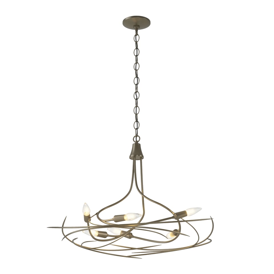 Hubbardton Forge Wisp 6-Light Chandelier - Modern Steel Design with Dimmable Feature and Multiple Finishes