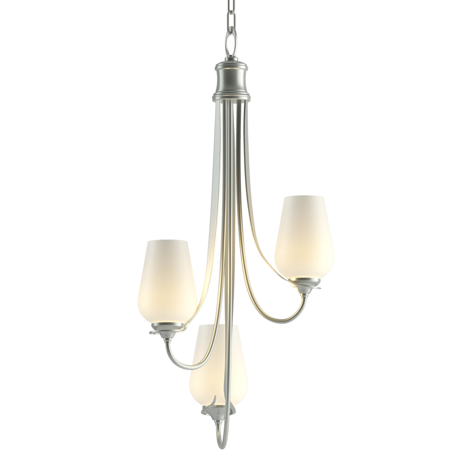 Hubbardton Forge Flora 3-Arm Chandelier with Opal Glass Shades and Dimmable Lighting Options