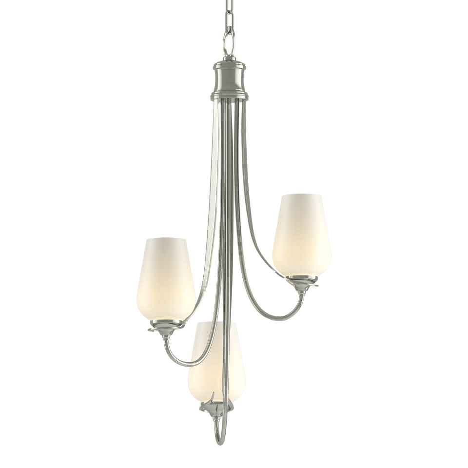 Hubbardton Forge Flora 3-Arm Chandelier with Opal Glass Shades and Dimmable Lighting Options