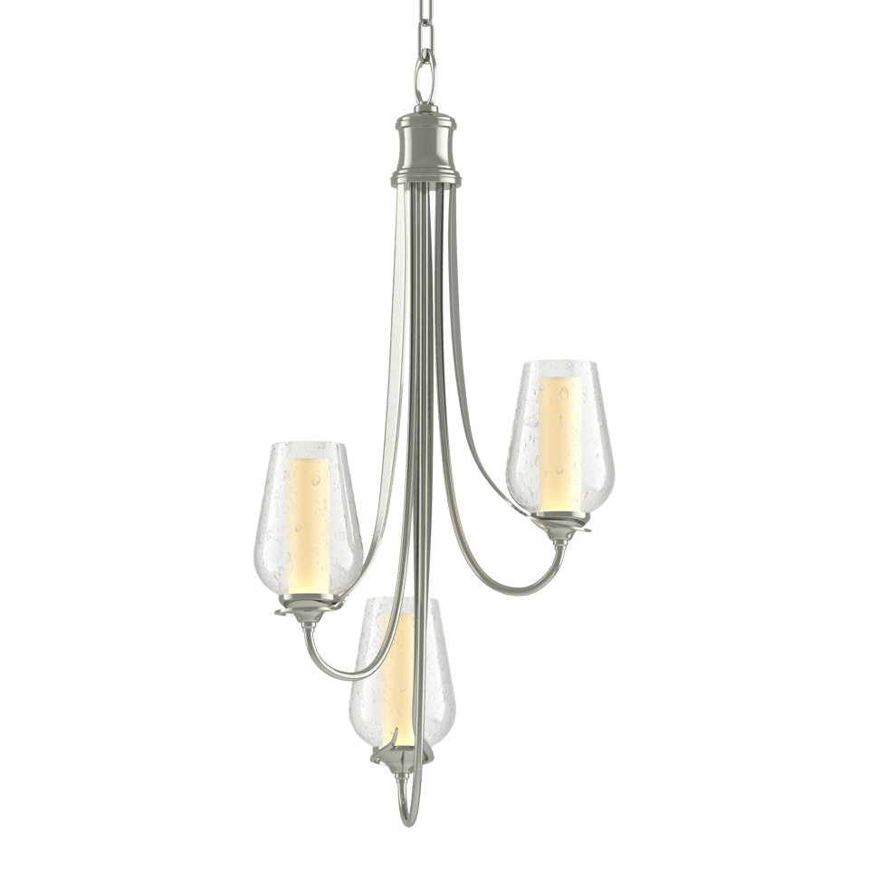 Hubbardton Forge Flora 3-Arm Chandelier with Opal Glass Shades and Dimmable Lighting Options