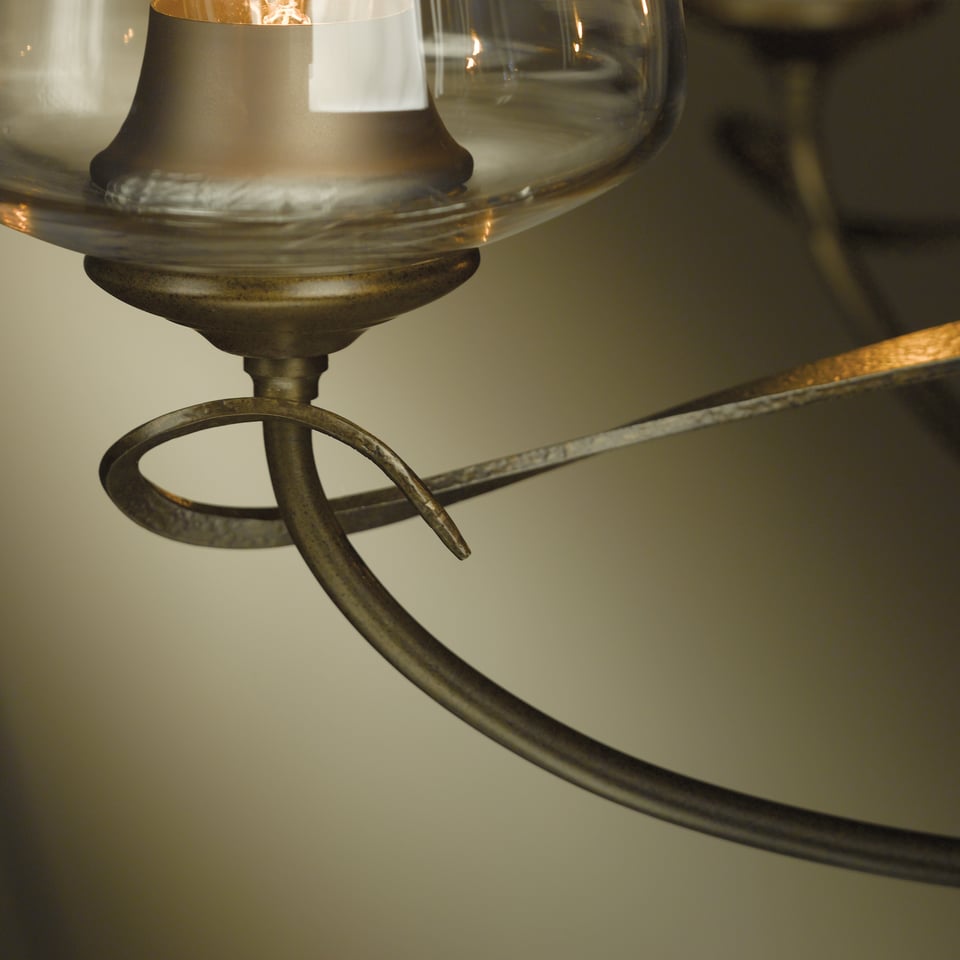 Flora 5-Arm Chandelier by Hubbardton Forge - Handcrafted Natural Design with Opal Glass Shades