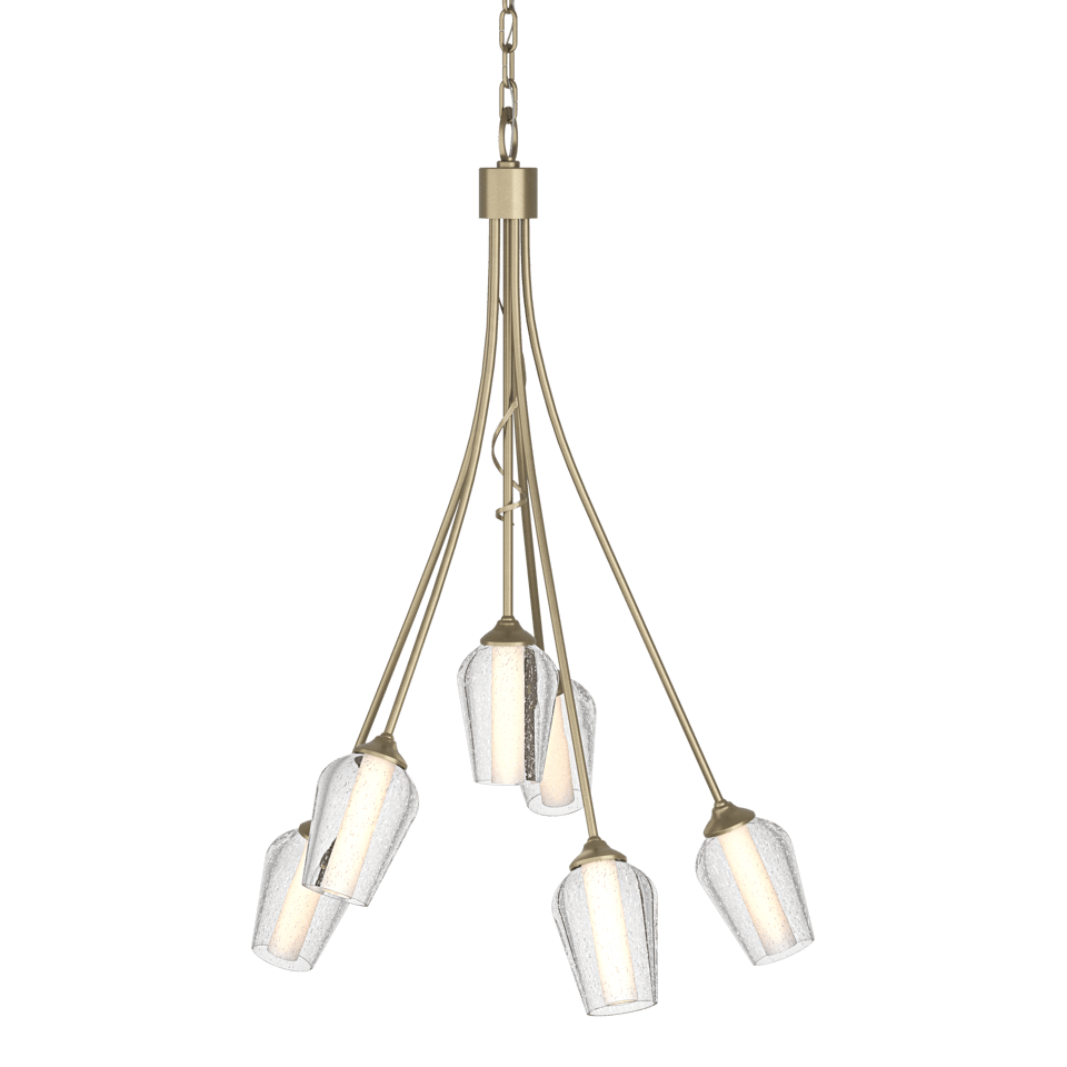 Hubbardton Forge Flora 6 Arm Chandelier 30.9" Height Nature-Inspired Elegance with Dimmable Feature