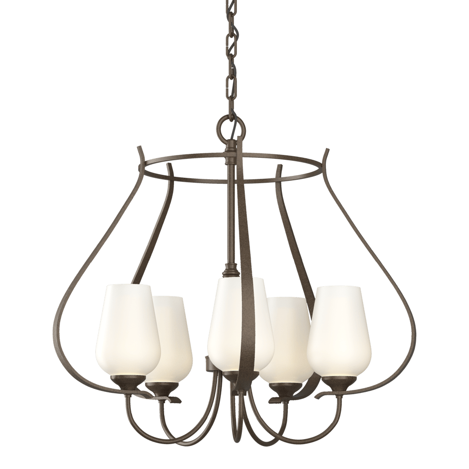 Flora 5 Arm Chandelier by Hubbardton Forge | Handcrafted, Dimmable, Custom Finishes, UL Damp Rated