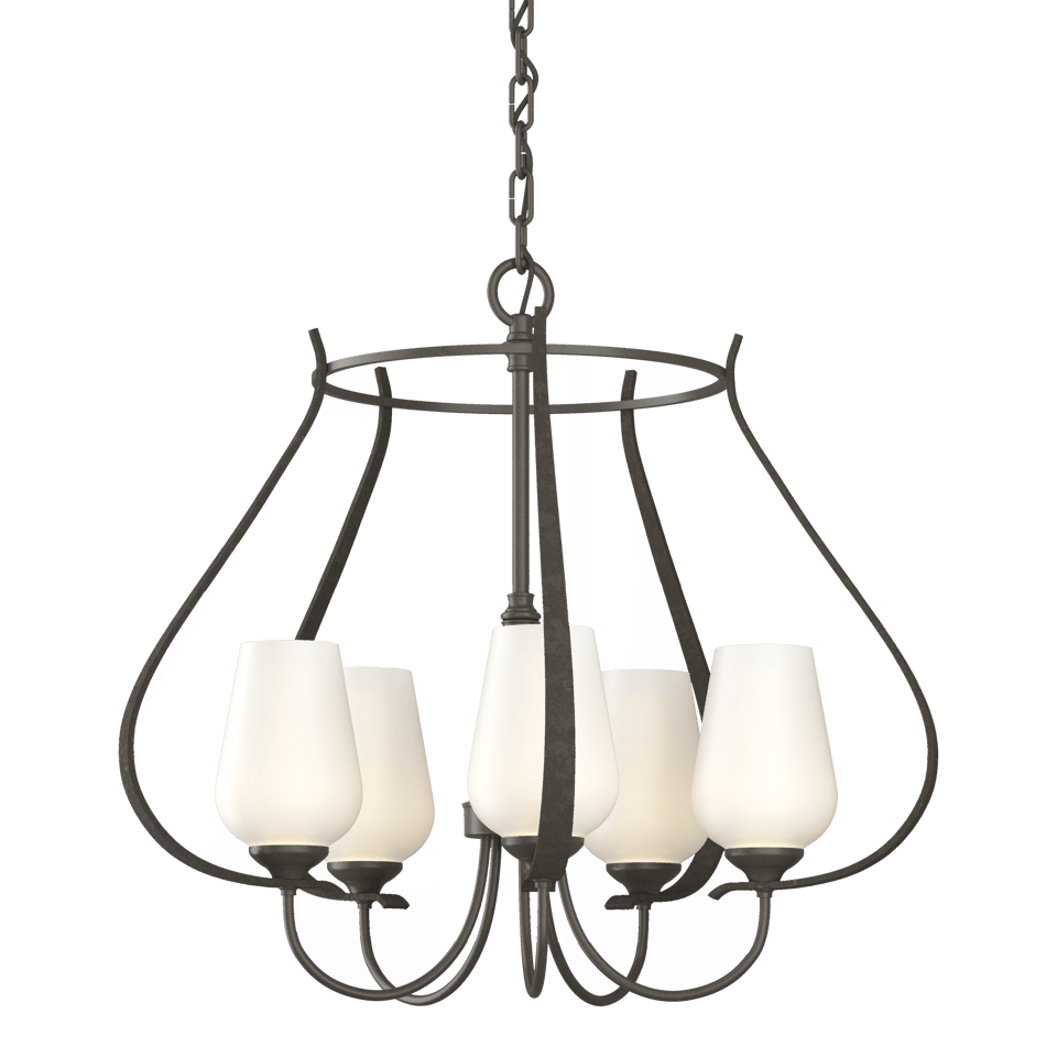 Flora 5 Arm Chandelier by Hubbardton Forge | Handcrafted, Dimmable, Custom Finishes, UL Damp Rated