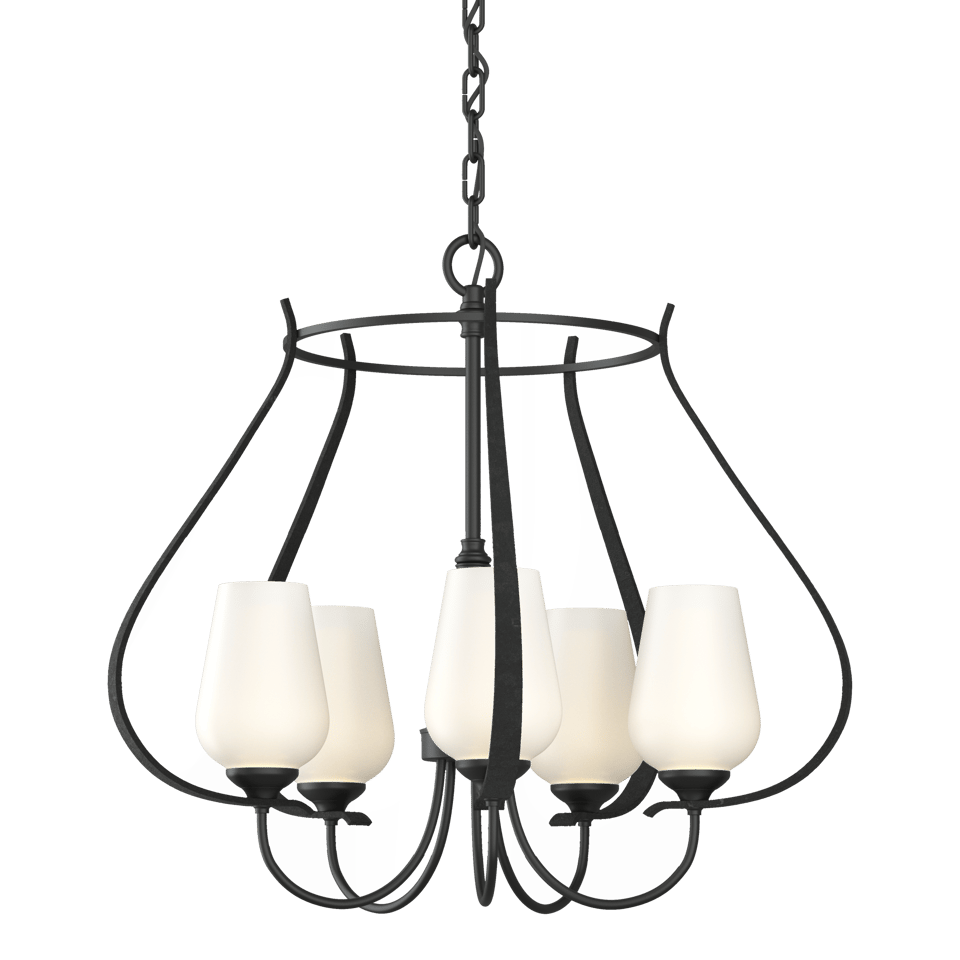 Flora 5 Arm Chandelier by Hubbardton Forge | Handcrafted, Dimmable, Custom Finishes, UL Damp Rated