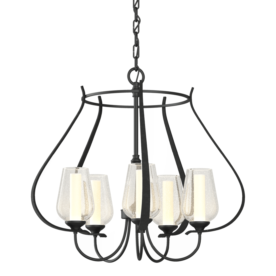 Flora 5 Arm Chandelier by Hubbardton Forge | Handcrafted, Dimmable, Custom Finishes, UL Damp Rated