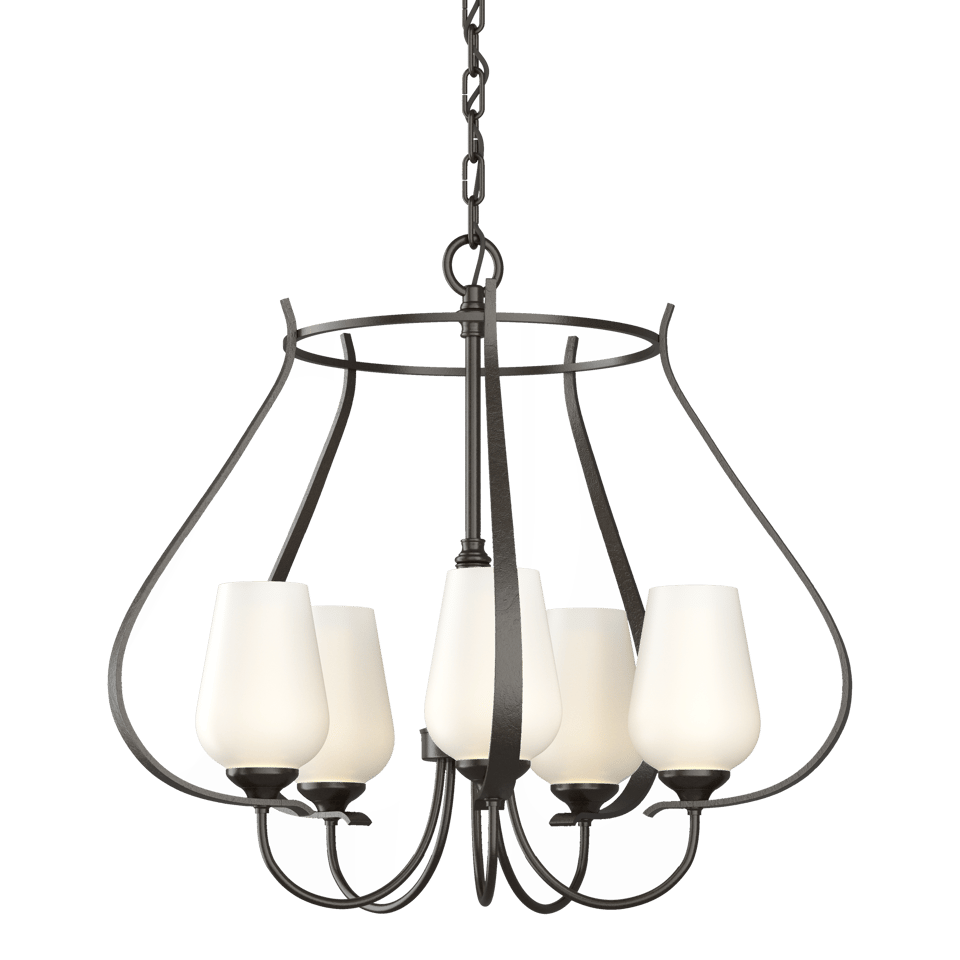 Flora 5 Arm Chandelier by Hubbardton Forge | Handcrafted, Dimmable, Custom Finishes, UL Damp Rated