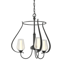 Hubbardton Forge Flora 3 Arm Chandelier with Elegant Curves and Opal Glass Shades, 18.8" High