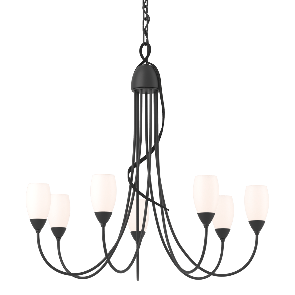 Flora 7 Arm Chandelier By Hubbardton Forge - Handcrafted Artistry, Dimmable Lighting, Opal Glass Shade