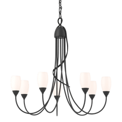 Flora 7 Arm Chandelier By Hubbardton Forge - Handcrafted Artistry, Dimmable Lighting, Opal Glass Shade