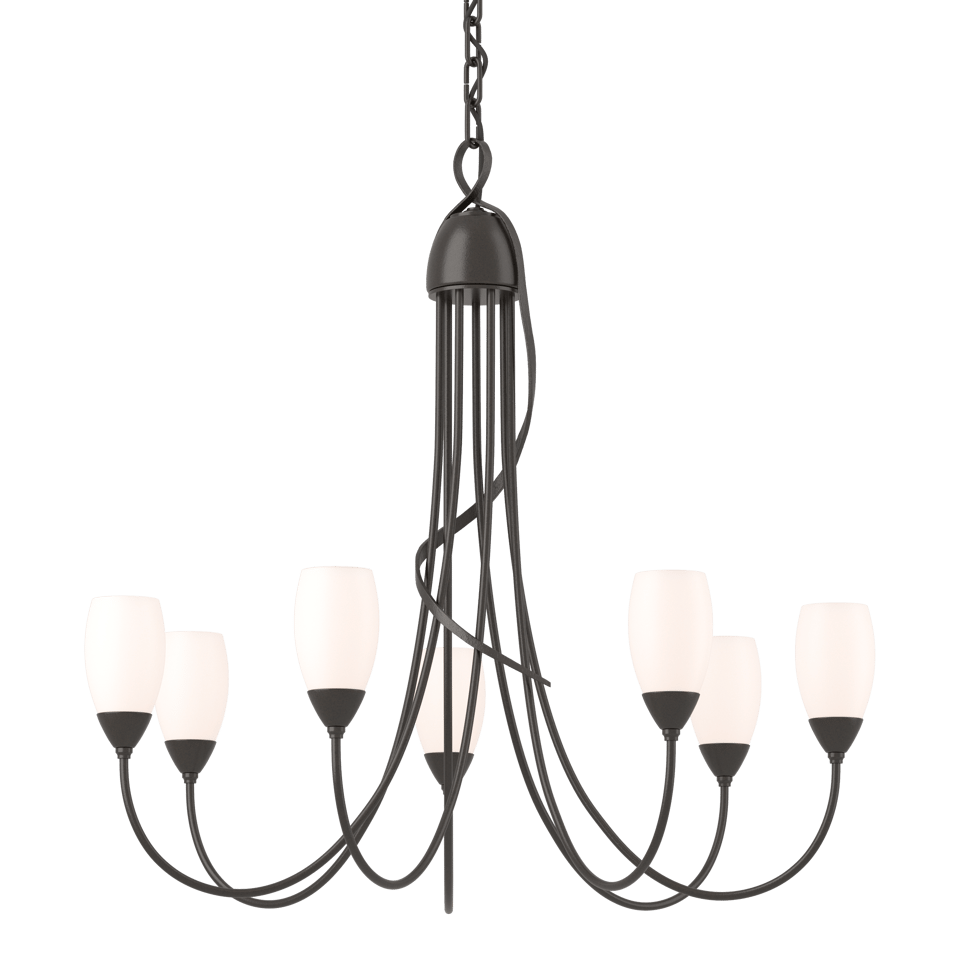 Flora 7 Arm Chandelier By Hubbardton Forge - Handcrafted Artistry, Dimmable Lighting, Opal Glass Shade