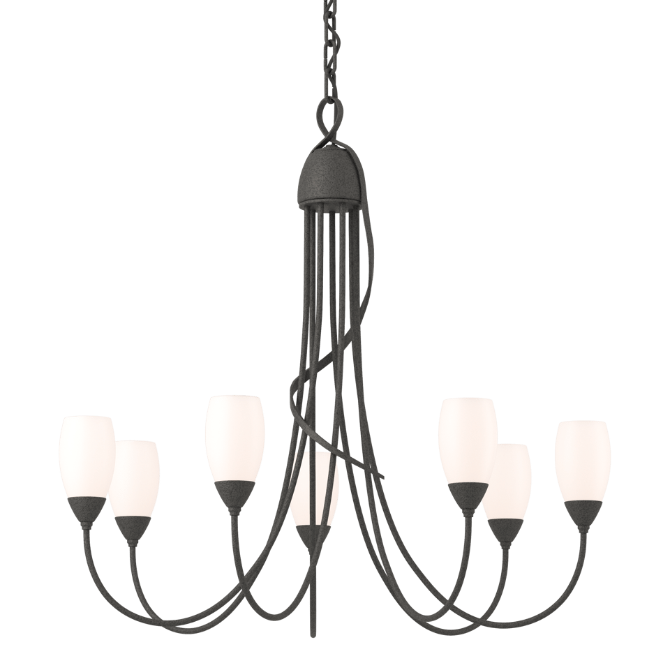 Flora 7 Arm Chandelier By Hubbardton Forge - Handcrafted Artistry, Dimmable Lighting, Opal Glass Shade