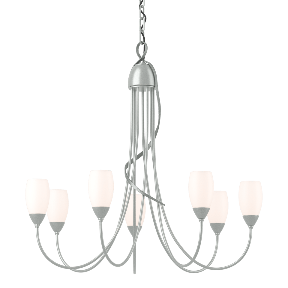 Flora 7 Arm Chandelier By Hubbardton Forge - Handcrafted Artistry, Dimmable Lighting, Opal Glass Shade