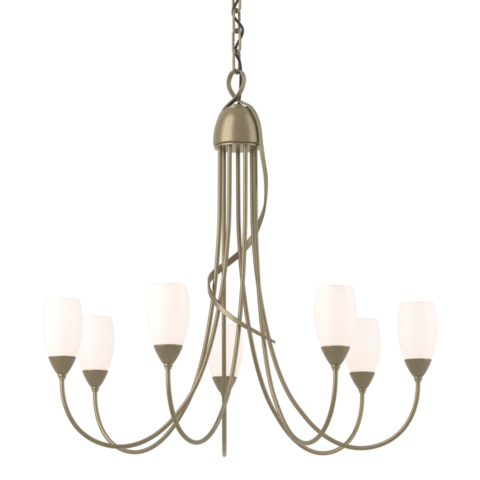 Flora 7 Arm Chandelier By Hubbardton Forge - Handcrafted Artistry, Dimmable Lighting, Opal Glass Shade