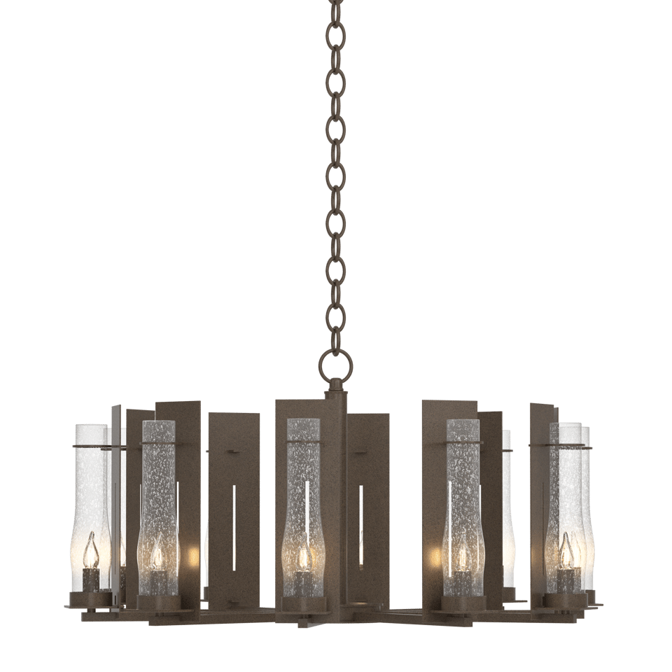 New Town 10-Light Circular Chandelier by Hubbardton Forge - Dimmable, Customizable Finish, UL Damp Rated