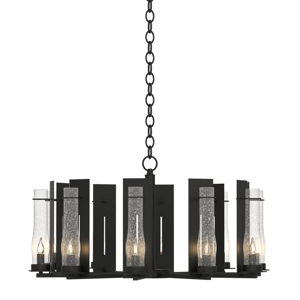 New Town 10-Light Circular Chandelier by Hubbardton Forge - Dimmable, Customizable Finish, UL Damp Rated