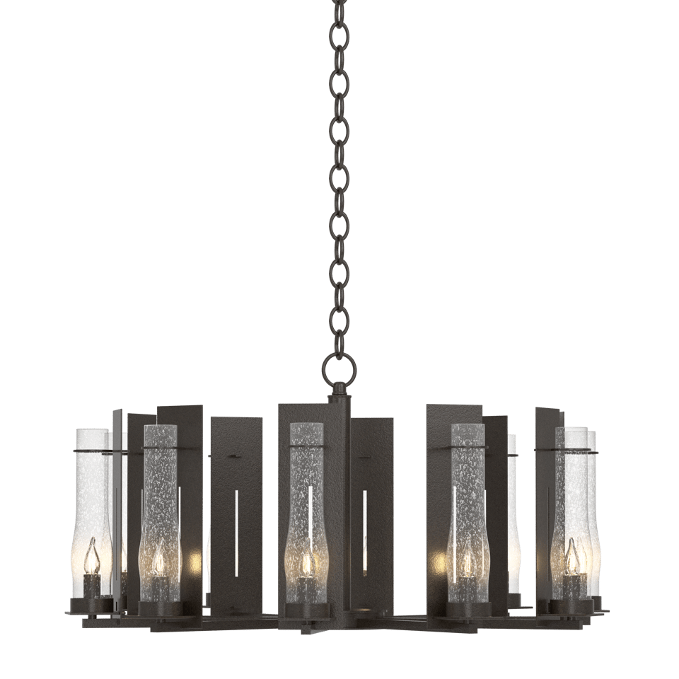 New Town 10-Light Circular Chandelier by Hubbardton Forge - Dimmable, Customizable Finish, UL Damp Rated