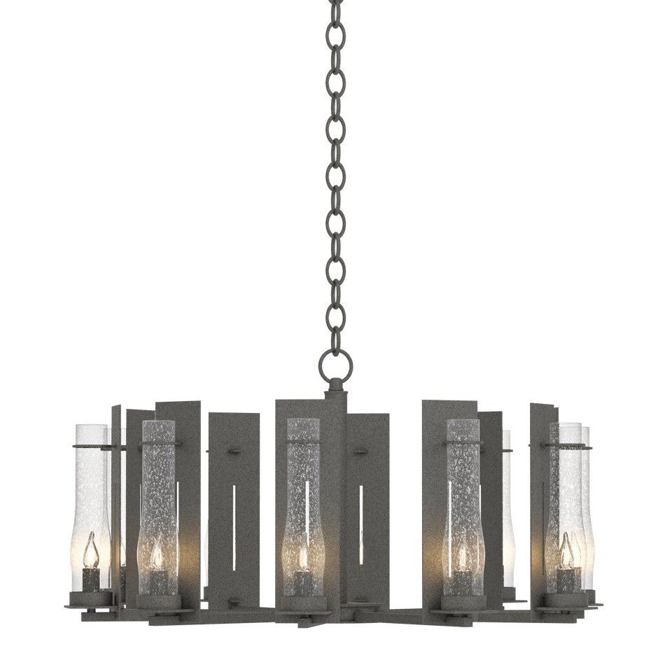 New Town 10-Light Circular Chandelier by Hubbardton Forge - Dimmable, Customizable Finish, UL Damp Rated