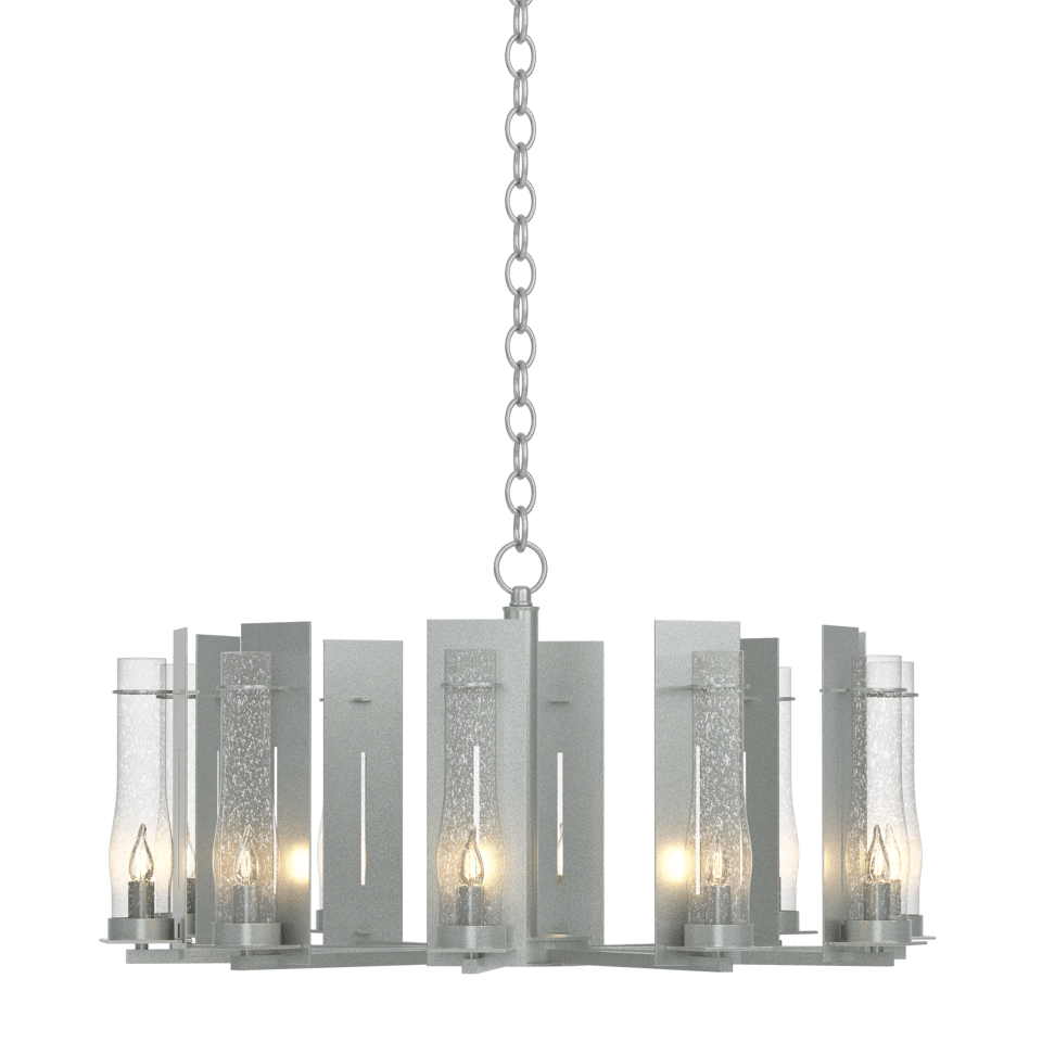 New Town 10-Light Circular Chandelier by Hubbardton Forge - Dimmable, Customizable Finish, UL Damp Rated