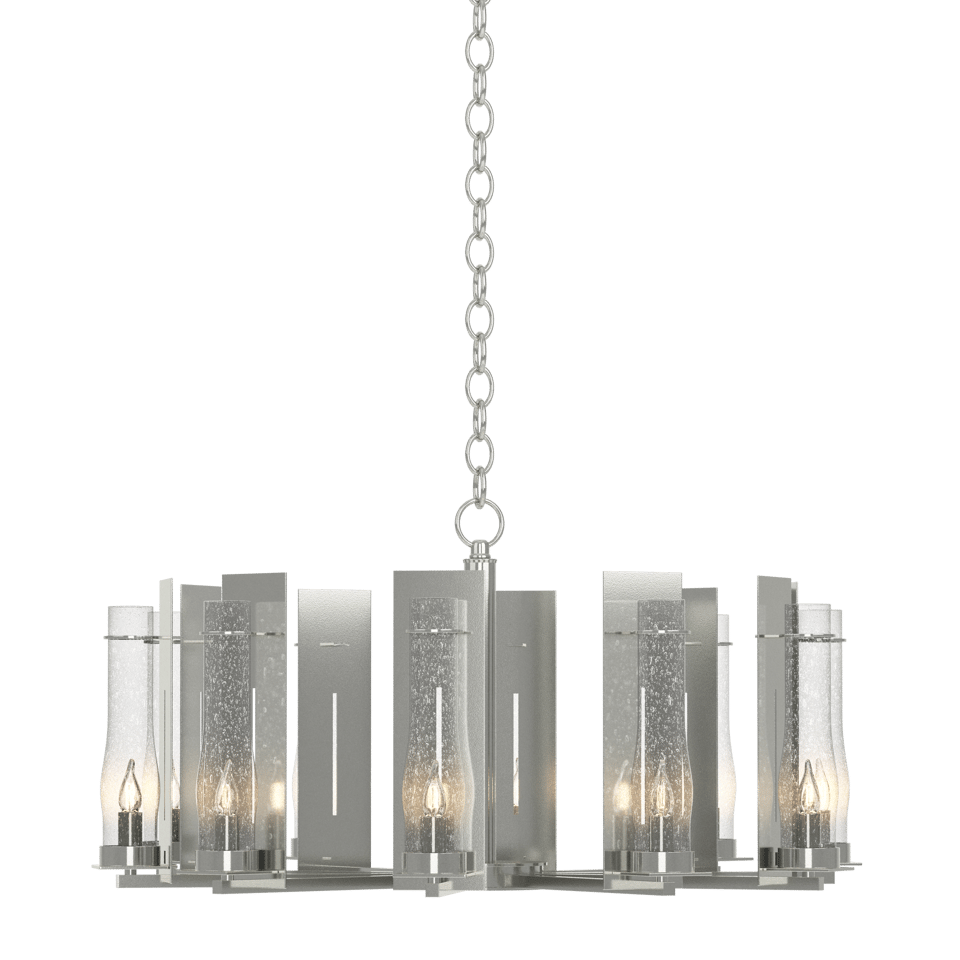 New Town 10-Light Circular Chandelier by Hubbardton Forge - Dimmable, Customizable Finish, UL Damp Rated