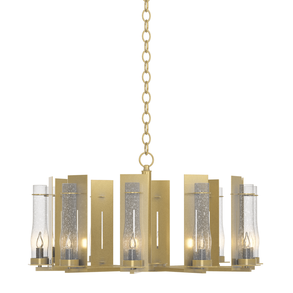 New Town 10-Light Circular Chandelier by Hubbardton Forge - Dimmable, Customizable Finish, UL Damp Rated