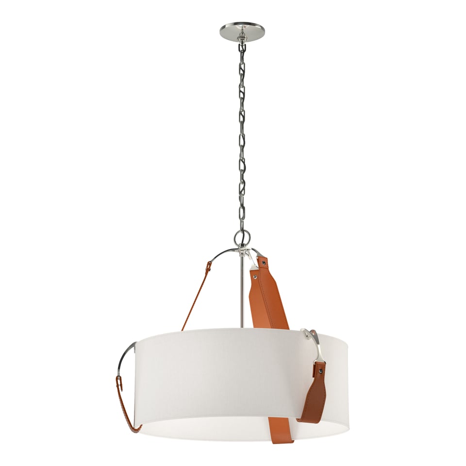 Hubbardton Forge Saratoga 1-Light Small Pendant, Dimmable, Linen Shade, UL Damp Rated, 21.3" Height