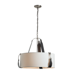 Hubbardton Forge Saratoga 1-Light Small Pendant, Dimmable, Linen Shade, UL Damp Rated, 21.3" Height