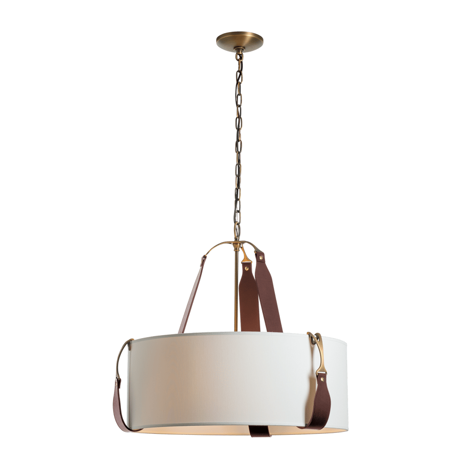 Hubbardton Forge Saratoga 1-Light Small Pendant, Dimmable, Linen Shade, UL Damp Rated, 21.3" Height