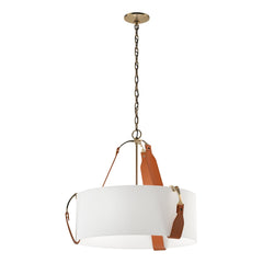 Hubbardton Forge Saratoga 1-Light Small Pendant, Dimmable, Linen Shade, UL Damp Rated, 21.3" Height