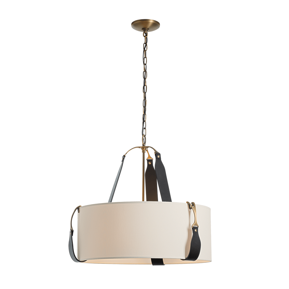 Hubbardton Forge Saratoga 1-Light Small Pendant, Dimmable, Linen Shade, UL Damp Rated, 21.3" Height