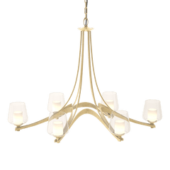 Hubbardton Forge 6 Arm Oval Ribbon Chandelier, Hand-Forged Steel, Dimmable, Multiple Finishes